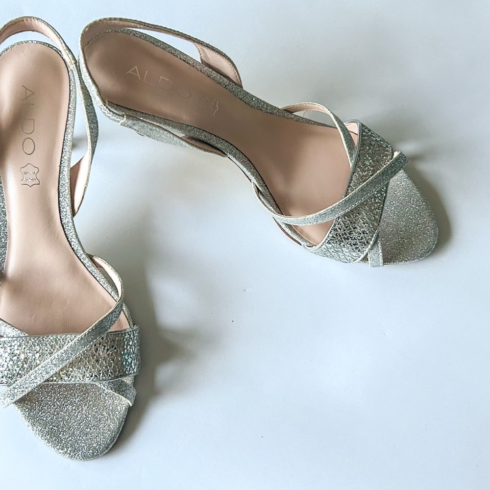 ALDO Glittering Silver Strappy Heels